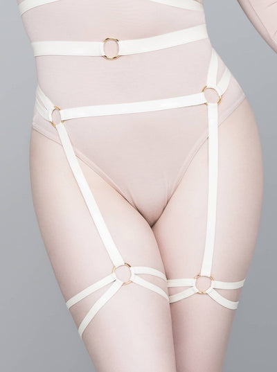 Claire Latex Harness Belt White