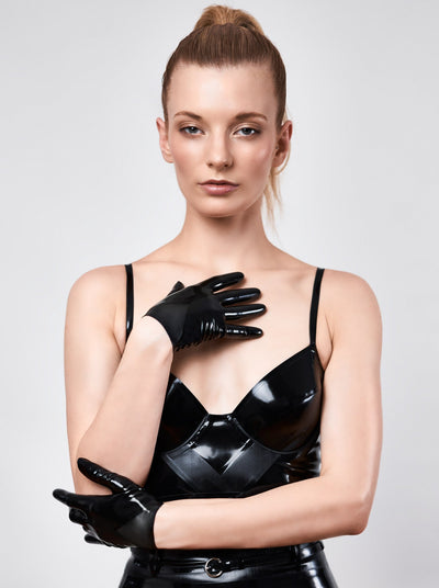 matte triangle latex gloves black