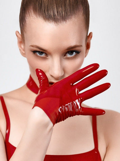matte triangle latex gloves red