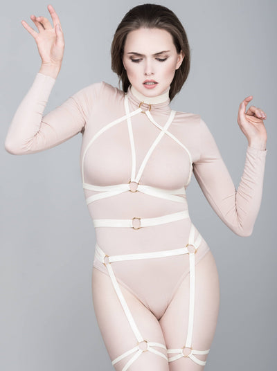 Claire Latex Harness Set White